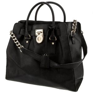 Michael Kors Black Hamilton Leather Satchel Bag